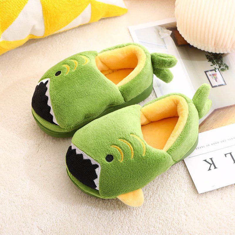 Boys' Cartoon Slippers with Lining, Warm and Non-Slip Soft Sole Indoor Slippers for Autumn and Winter