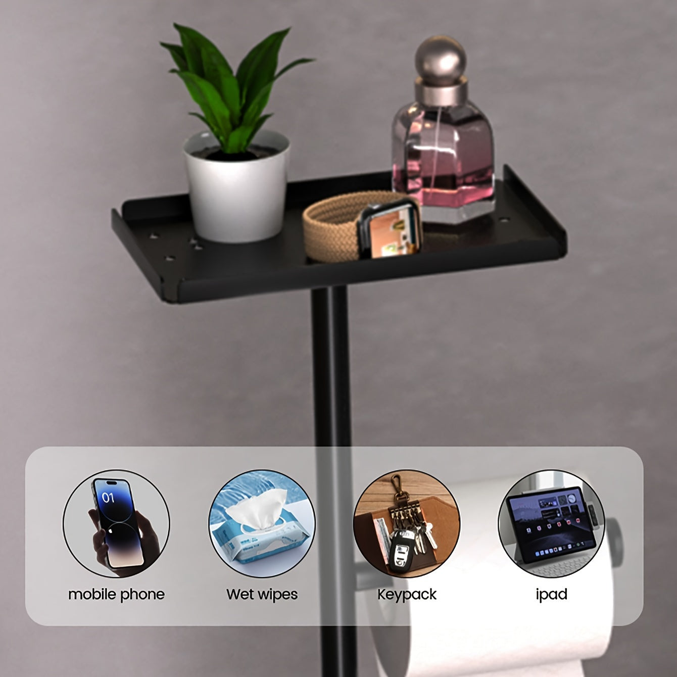 Space-Saving Bathroom Organizer with Toilet Brush and Tissue Holder - Moisture-Proof, Wall-Mounted Storage Rack for Easy Access