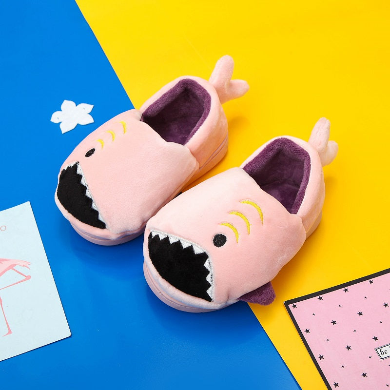 Boys' Cartoon Slippers with Lining, Warm and Non-Slip Soft Sole Indoor Slippers for Autumn and Winter