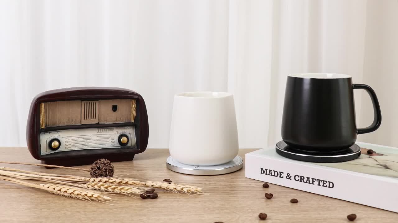 Self Heating Coffee Mug With 15W Wireless Charging Pad - 131°F/55°C Smart Temperature Control, Suitable For Office & Home (380 ML/13 Fl Oz) - Energy Efficient, Modern Design.