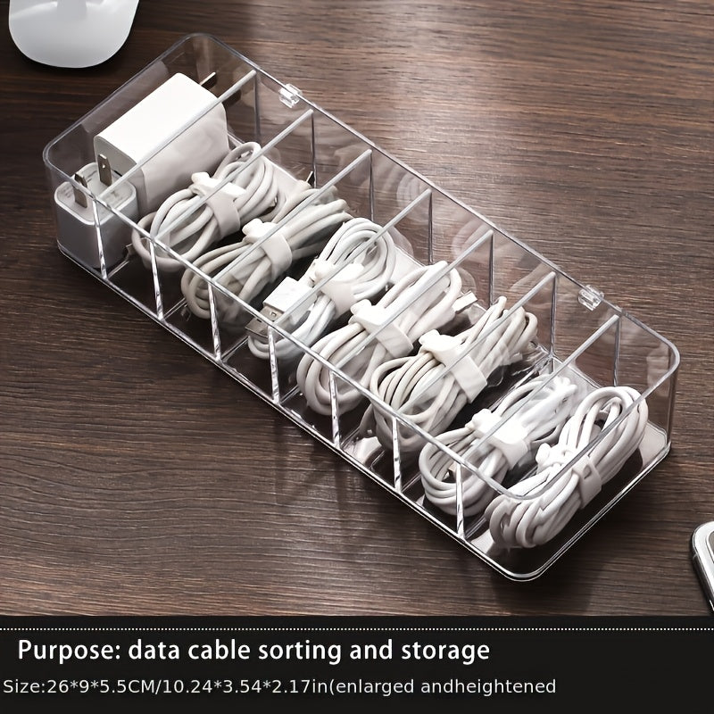 Clear Plastic Cable Organizer Box, Dust-Free Desktop Storage for Cables and Accessories, Durable Material, Easy to Use
