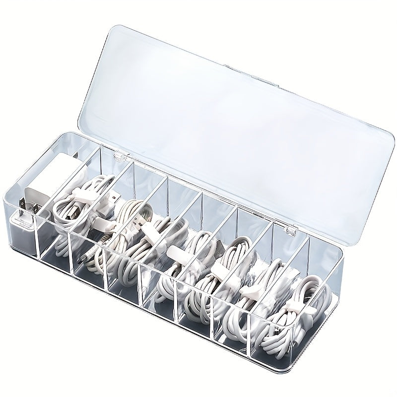Clear Plastic Cable Organizer Box, Dust-Free Desktop Storage for Cables and Accessories, Durable Material, Easy to Use