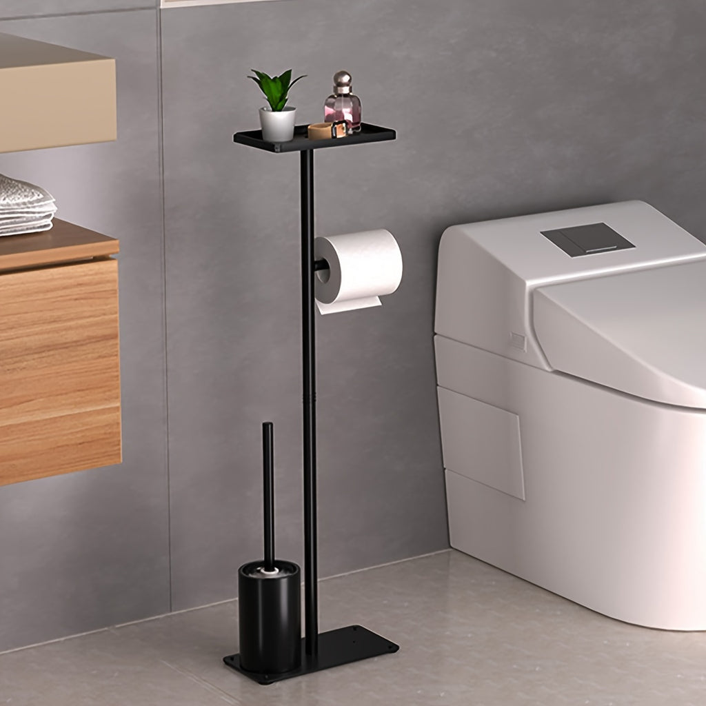 Space-Saving Bathroom Organizer with Toilet Brush and Tissue Holder - Moisture-Proof, Wall-Mounted Storage Rack for Easy Access