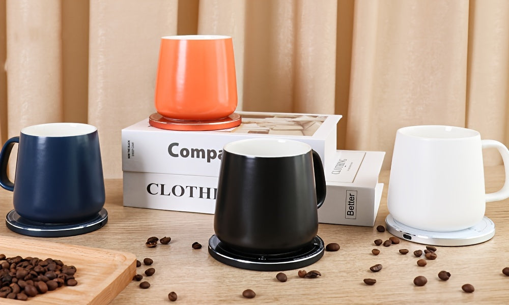 Self Heating Coffee Mug With 15W Wireless Charging Pad - 131°F/55°C Smart Temperature Control, Suitable For Office & Home (380 ML/13 Fl Oz) - Energy Efficient, Modern Design.