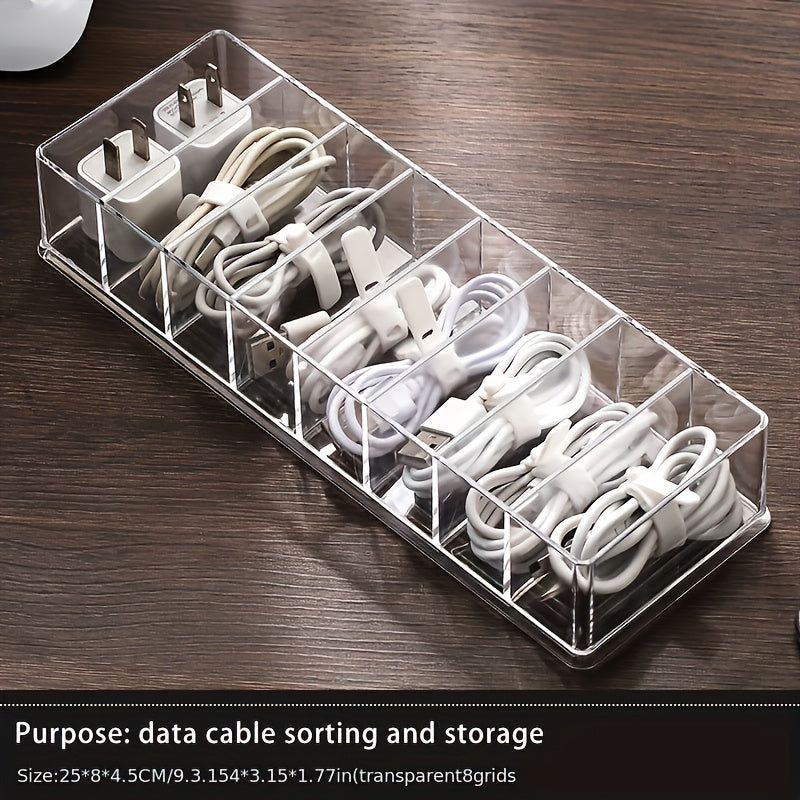 Clear Plastic Cable Organizer Box, Dust-Free Desktop Storage for Cables and Accessories, Durable Material, Easy to Use