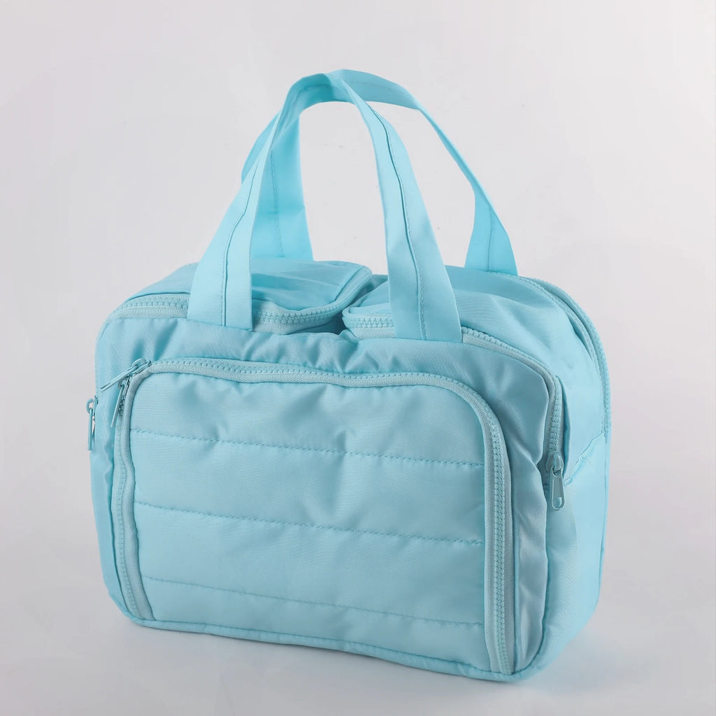 Multi-Opening Quilted Simple and Stylish Solid Color Portable Travel Toiletry and Makeup Bag, Multifunctional Large Capacity Lightweight Soft Stain-Resistant Large Opening Unisex Toiletry Bag, with Dry and Wet Separation Func