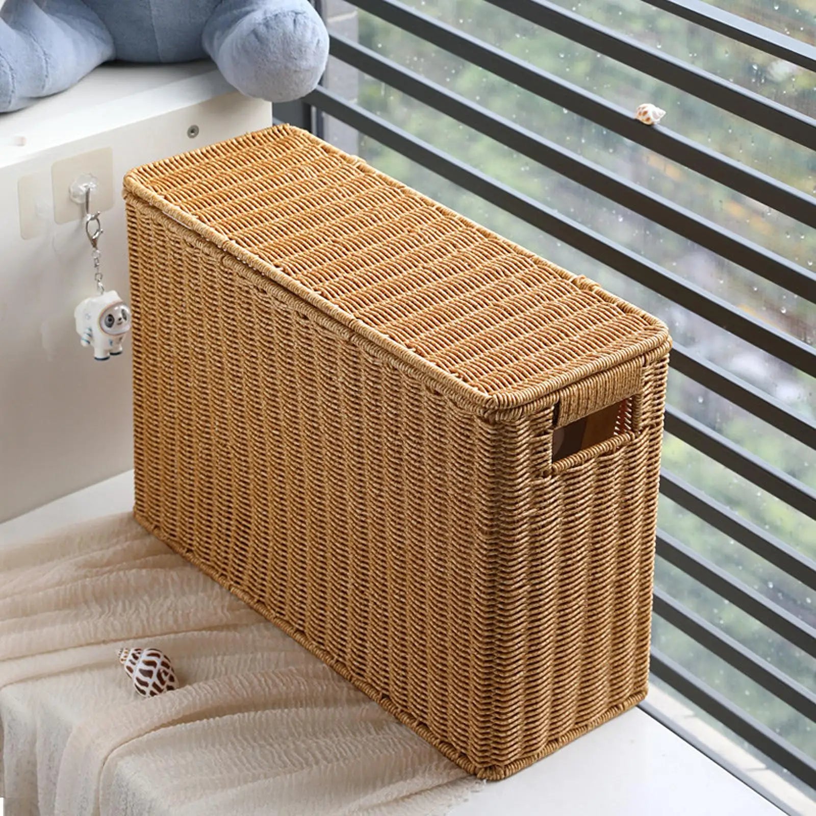 Narrow and Tall Storage Box Decorative Storage Bin Storage Bins Lightweight Laundry Case Magazine Toys Container Bins With Lid