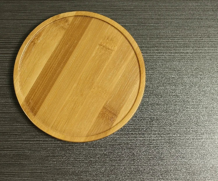 Ceramic Succulent Plant Pot, White Porcelain, Deep Rounded Flower Pot with Bamboo Tray, Office Desktop Table, Bonsai Zakka