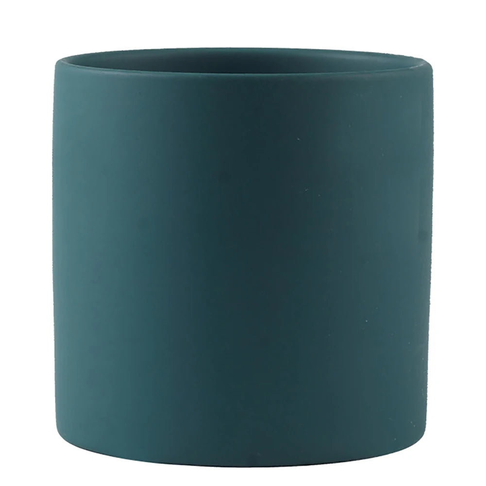 Nordic Ceramic Plant Pot with Tray Colorful Cylinder Succulent Pot Small Planter Flowerpot with Drain Hole Cactus Herb Container