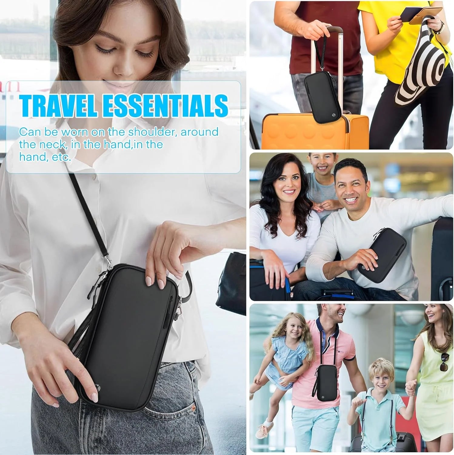 Travel Document Organizer Passport Holder Bag Waterproof Passport Holder with RFID Blocking Passport Wallet Pocket Family Trip