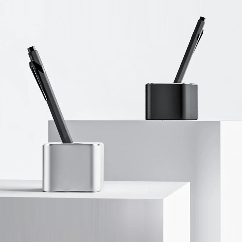 Portable Metal Pen Holder Aluminum Pen Holder with Non-Slip Pad - Versatile Desk Organizer for Bathroom & Office Supplie