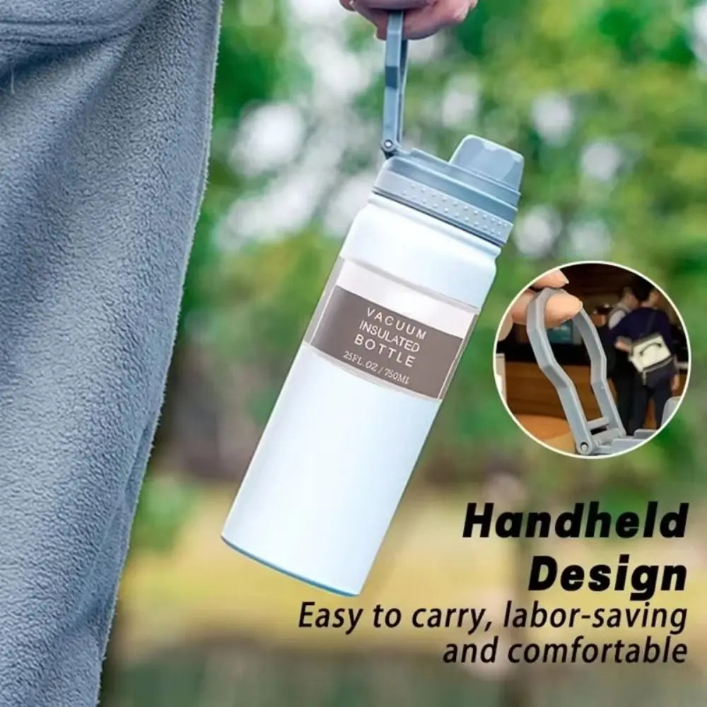 Reusable 750ML Thermal Water Bottle Large Capacity Leak Proof Sport Thermos Cup Handheld Wide Mouth Vacuum Flask Kitchenware