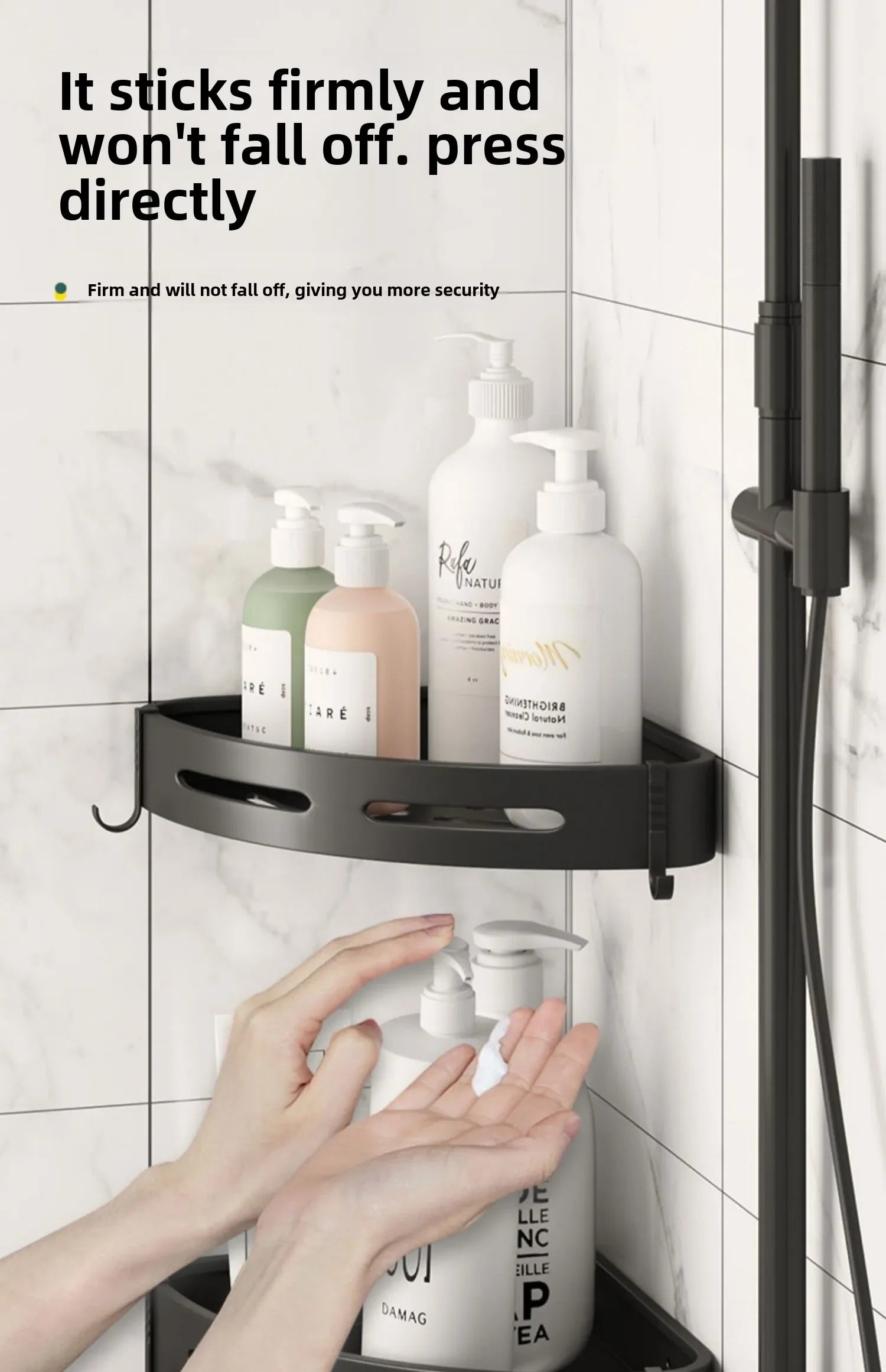 Bathroom Shelves Organizer No Punching Required Kitchen Corner Shelf Racks Shampoo Makeup Storage Holder Shower Towel Caddy Rack