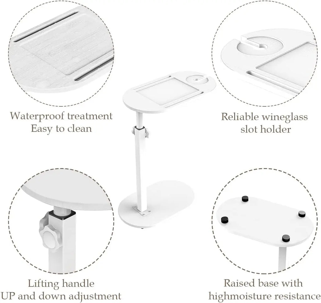 Bamboo Bathtub Side Tray Wooden Bathtub Tray Table Height Adjustable Freestanding Bath Caddy Tray Bathtub Side Table Home Spa