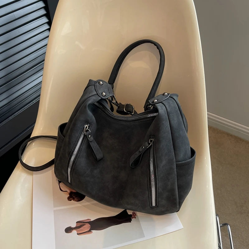 Women Crossbody Bag Luxury Designer Oblique Cross Single Shoulder Bag Large Capacity Handbags Retro Matte PU Leather Hobos