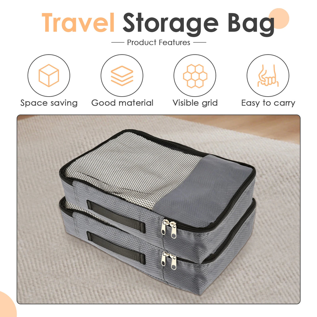 4 Pcs Travel Compressed Packing Cubes Storage Bag With Shoe Bag Mesh Waterproof Portable Suitcase Handbag Luggage Organizer