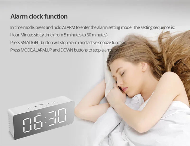 Digital Alarm Clock LED Electronic Desktop Clock with Temperature for Bedroom Home Office Teens Kids