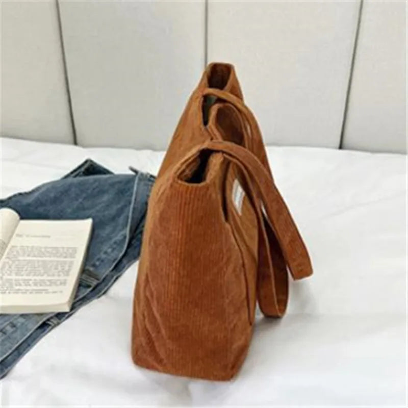 Women's Corduroy Shoulder Tote Bag, Casual Large Capacity Fashion Handbag for Going Out, Purses and Handbags Designer Bag