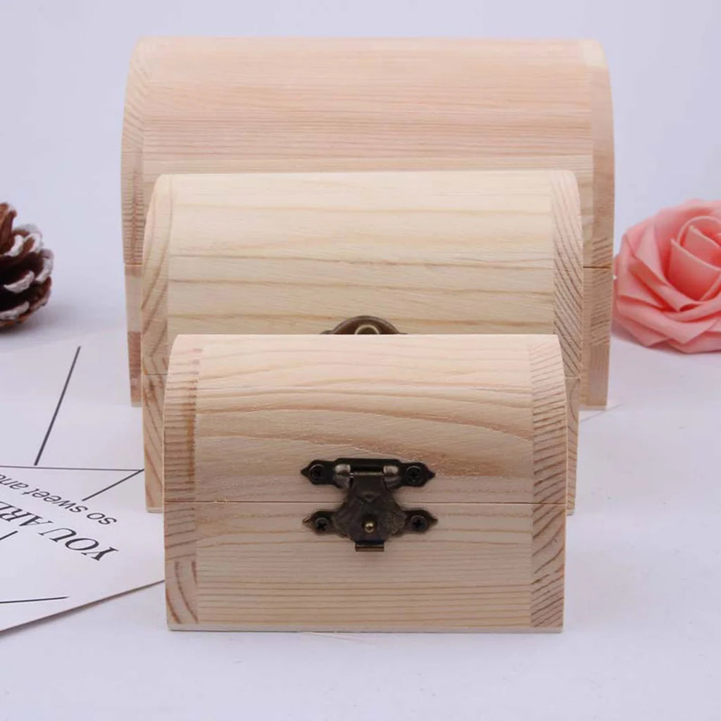 Decorate Wooden box Trinket Jewellery Keepsake Pine Plain Storage Wedding Wooden Arched Hinged Boxes Practical