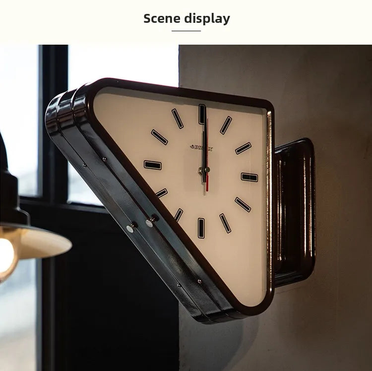 Living Room Minimalism Clocks Two-sided Wall Clocks Triangle Modern Clock Mechanism Silent Design Clock Watch for Decoration