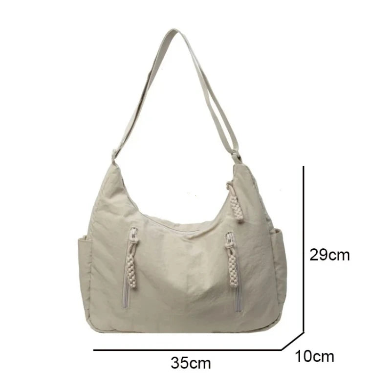 Trendy Women's Soft Cloth Shoulder Bag Solid Color Student 2026 Spring Y2k Casual Style Big Handbags Crossbody Bags for Women