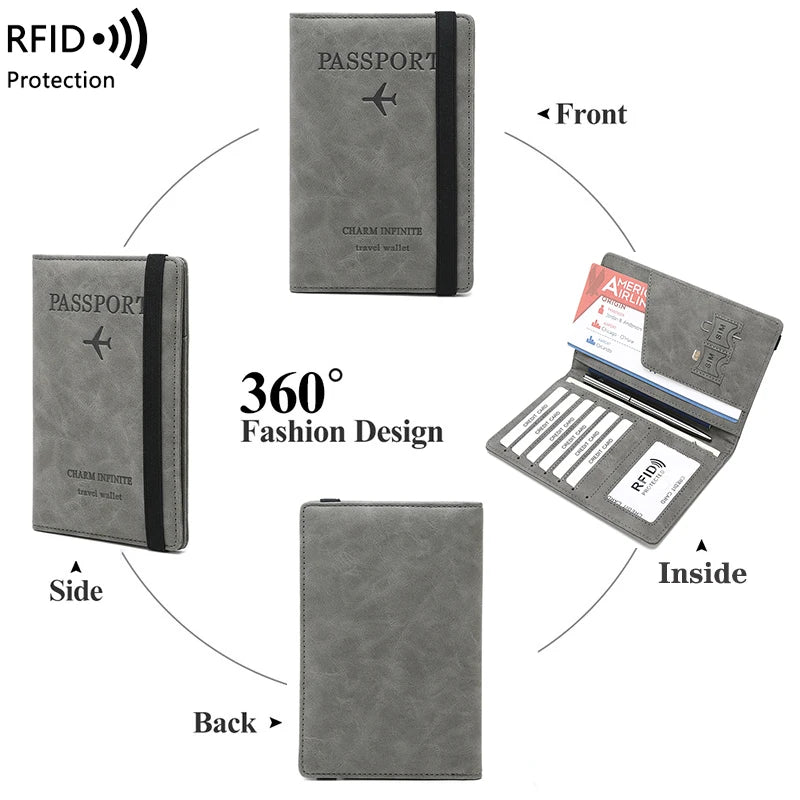 RFID Anti-Theft Brush Passport Bag, Passport Holder, Travel Ticket, Simple Fashion, Multi-Functional Passport Holder