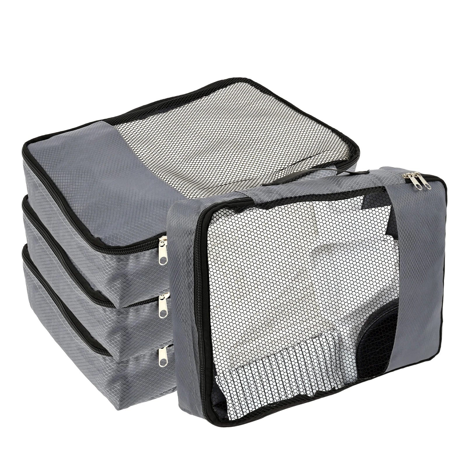 4 Pcs Travel Compressed Packing Cubes Storage Bag With Shoe Bag Mesh Waterproof Portable Suitcase Handbag Luggage Organizer