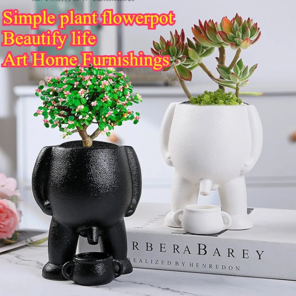 Succulent Ceramic Flowerpot Light Luxury Flowerpot Manufacturing Human Creative Flowerpot Desktop Simple Decorative Flowerpot