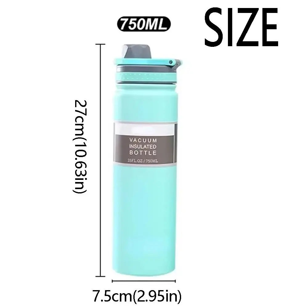 Reusable 750ML Thermal Water Bottle Large Capacity Leak Proof Sport Thermos Cup Handheld Wide Mouth Vacuum Flask Kitchenware