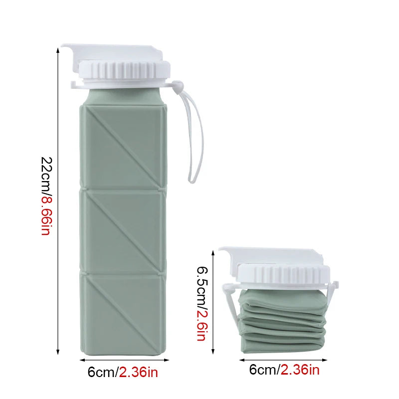 Collapsible Water Bottle with Leakproof Valve, Reusable Silicone Water Bottle for Travel, Gym, Camping, Sport