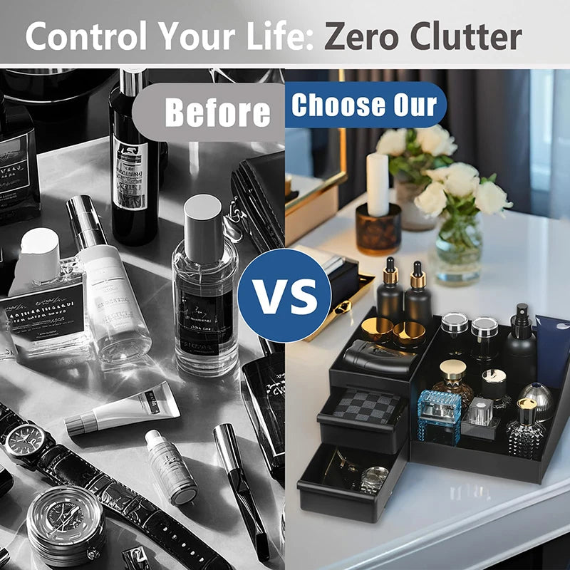 Bathroom Countertop Organizer With Drawers Cologne Organizer For Men, Cologne Holder For Dresser, Perfume Stand,