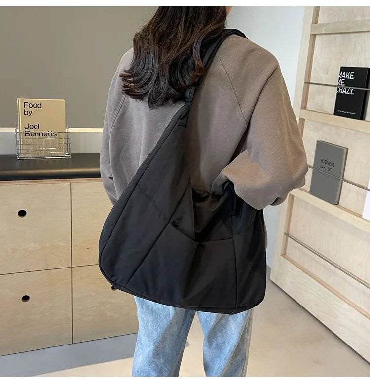 Trendy Women's Soft Cloth Shoulder Bag Solid Color Student 2026 Spring Y2k Casual Style Big Handbags Crossbody Bags for Women