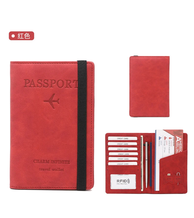 RFID Anti-Theft Brush Passport Bag, Passport Holder, Travel Ticket, Simple Fashion, Multi-Functional Passport Holder