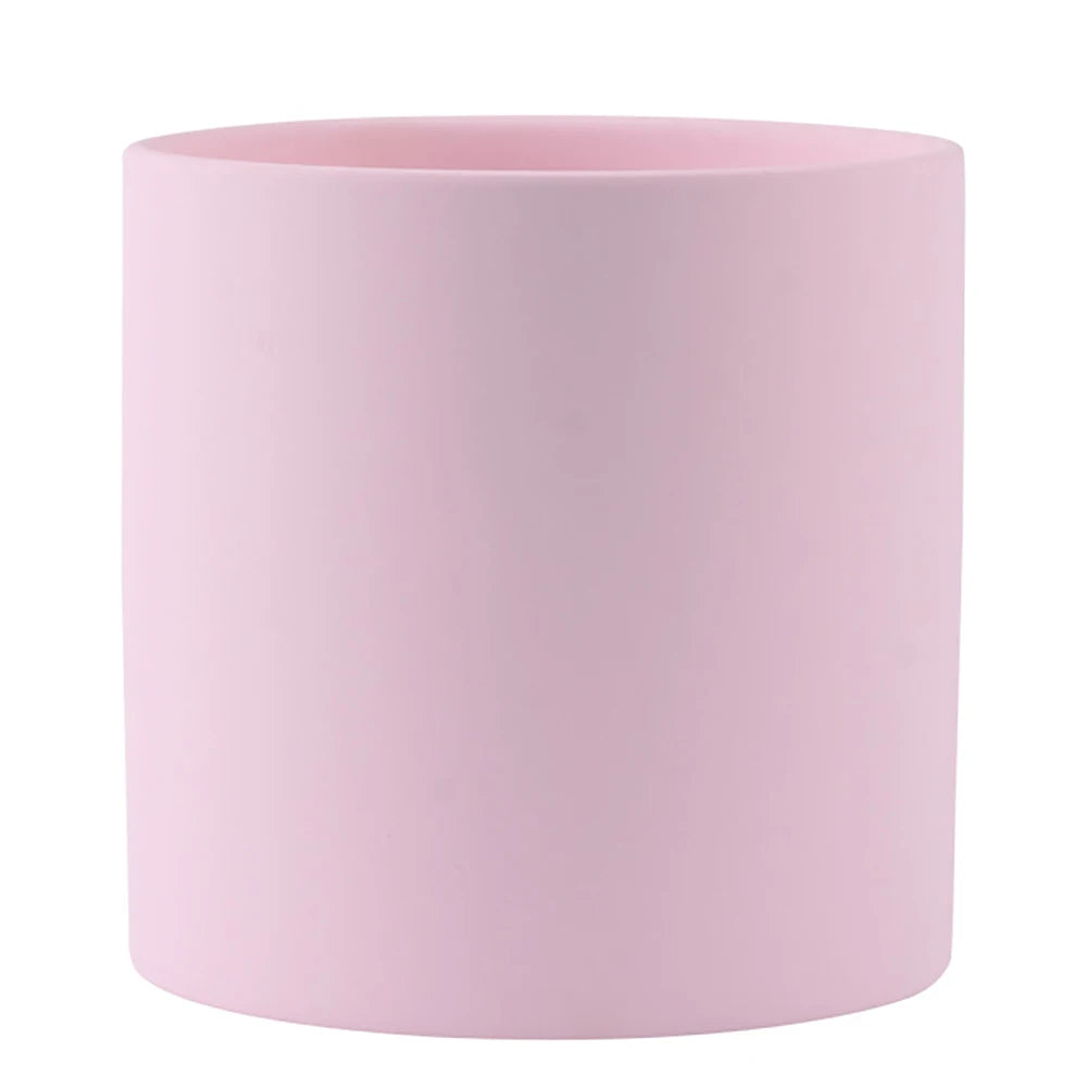 Nordic Ceramic Plant Pot with Tray Colorful Cylinder Succulent Pot Small Planter Flowerpot with Drain Hole Cactus Herb Container