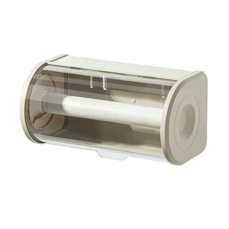 Bathroom Paper Towel Organizer Large Roll Wall Mount Holder With Clear Dustproof Cover Modern Tissue Dispenser Storage