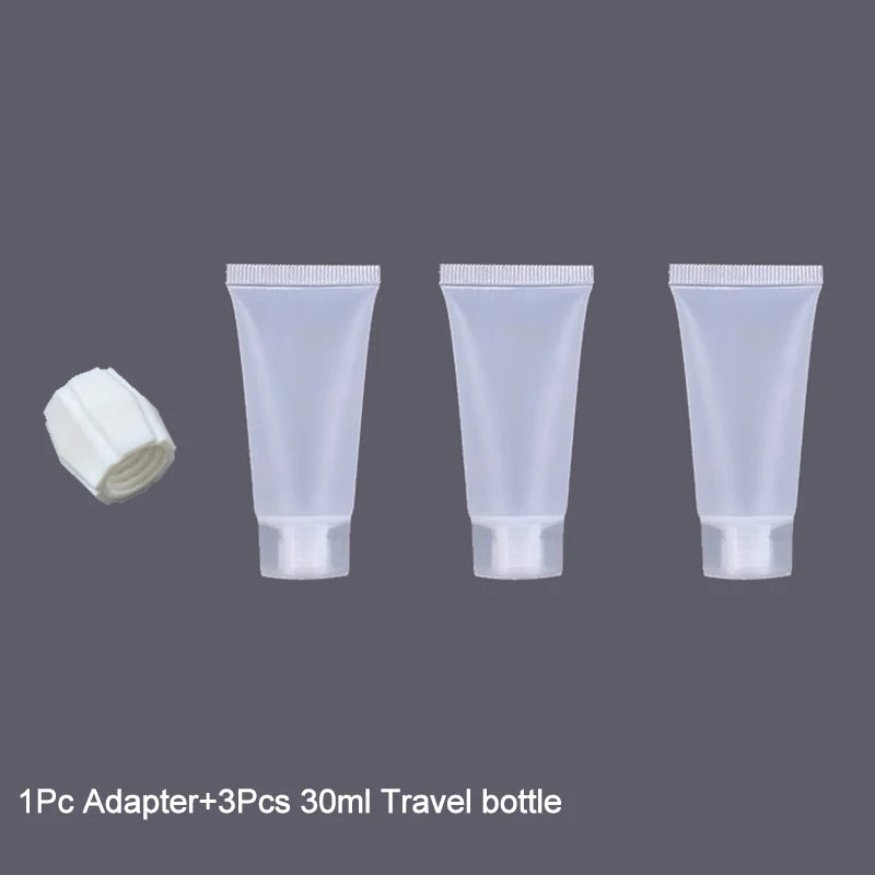 3Pcs Travel Bottles+ Adapters,Leak-Proof Toiletry Set For Travel, Portable 15/30/50ml Refillable Bottle Carry-On Empty Bottle