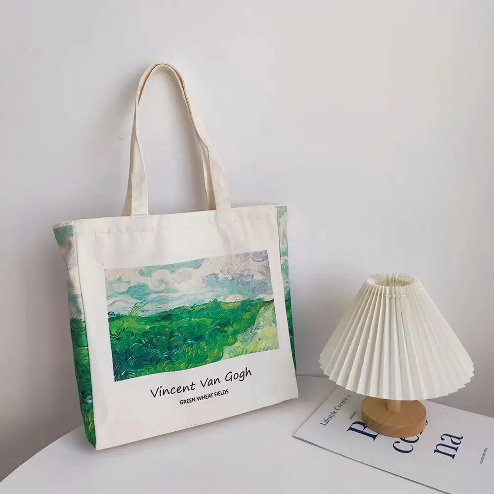 Van Gogh Morris Shoulder Bags for Women Vintage Shopping Bag with Handle Zipper Casual Canvas Tote Bag Bolsa Feminina