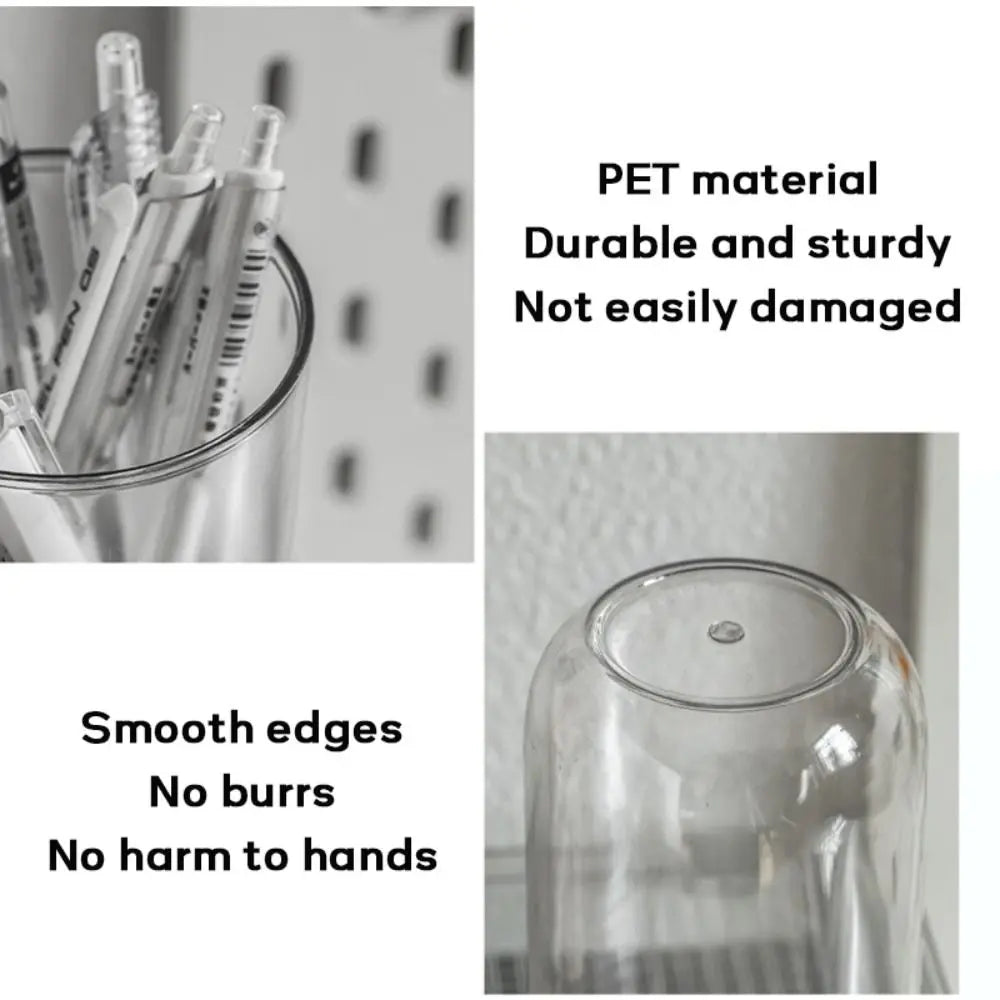 Minimalist Plastic Pen Holder Multi Functional Oval Pen Container Students Supplies Desktop Organizer School