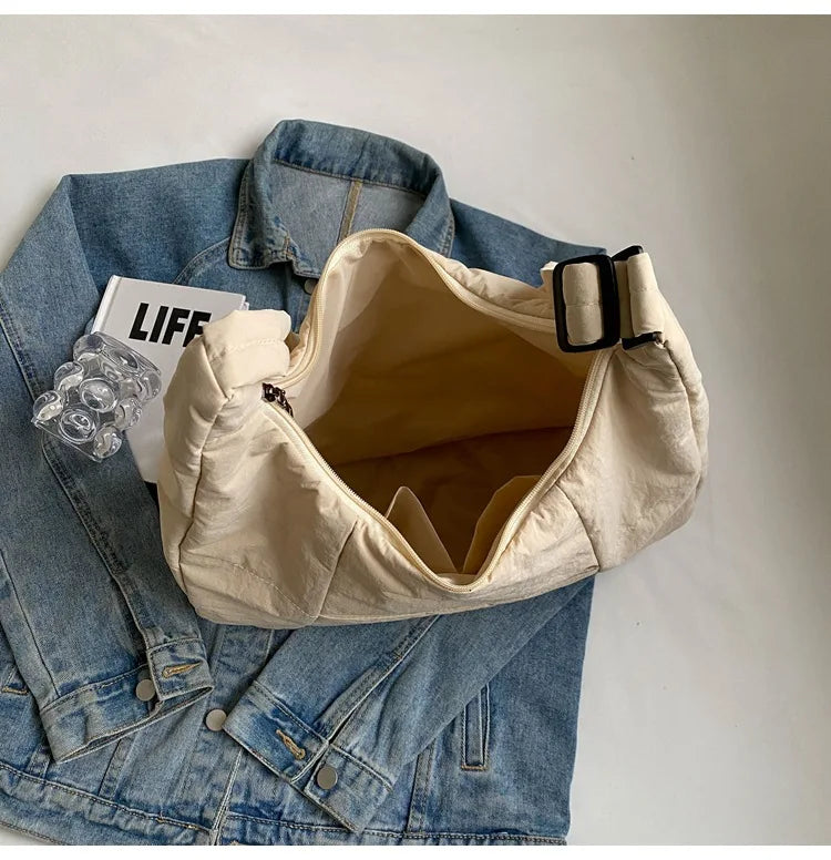 Trendy Women's Soft Cloth Shoulder Bag Solid Color Student 2026 Spring Y2k Casual Style Big Handbags Crossbody Bags for Women