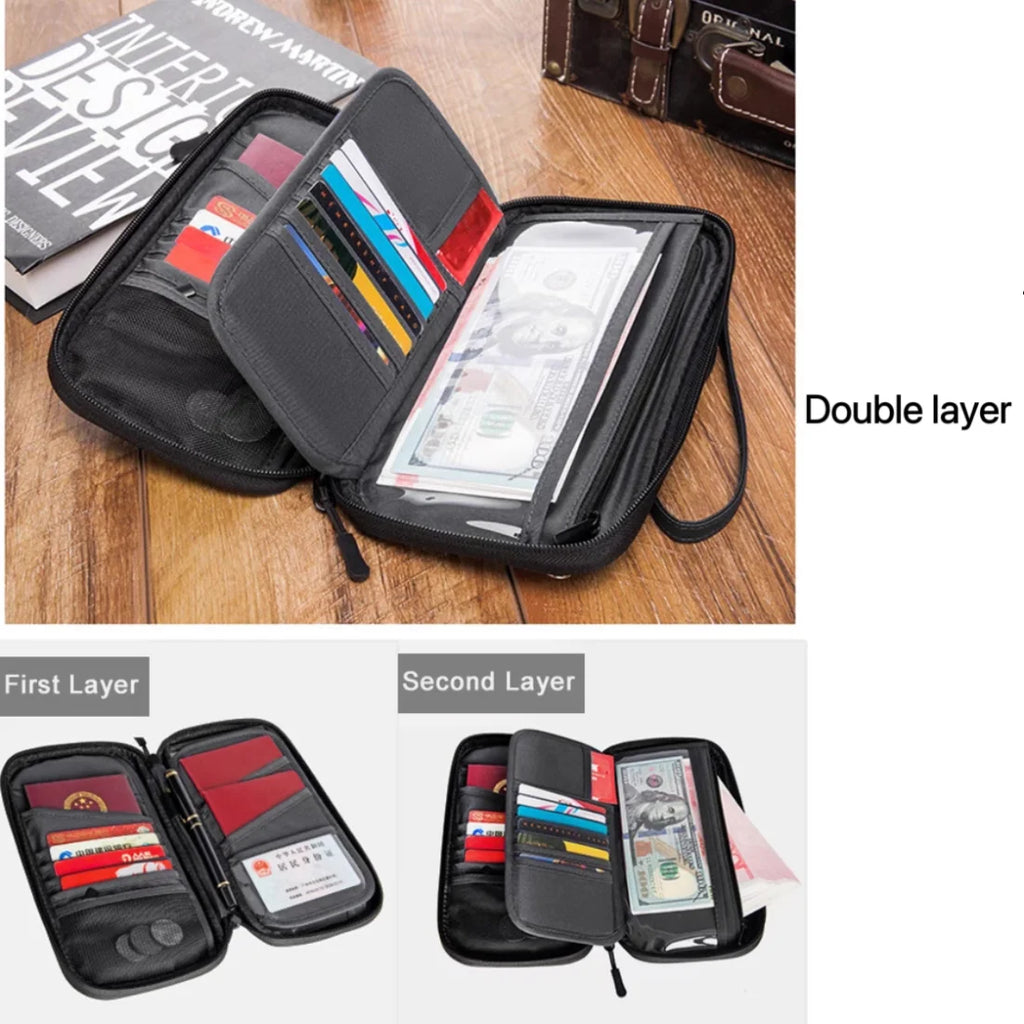 Travel Document Organizer Passport Holder Bag Waterproof Passport Holder with RFID Blocking Passport Wallet Pocket Family Trip