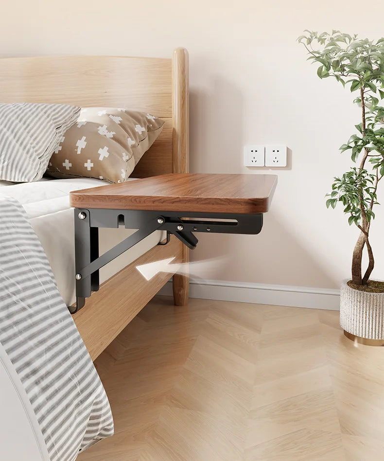 Foldable Bed Side Table Tray Organizer,Clip On Nightstand Bed Side Table Storage for Adult Kids,Bedside Shelf Desk Organizer