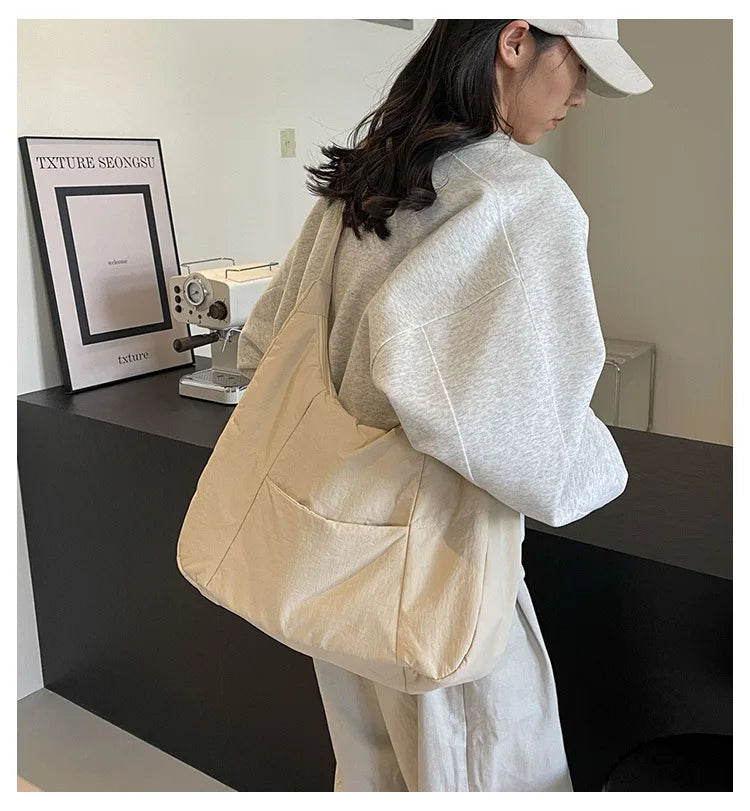 Trendy Women's Soft Cloth Shoulder Bag Solid Color Student 2026 Spring Y2k Casual Style Big Handbags Crossbody Bags for Women