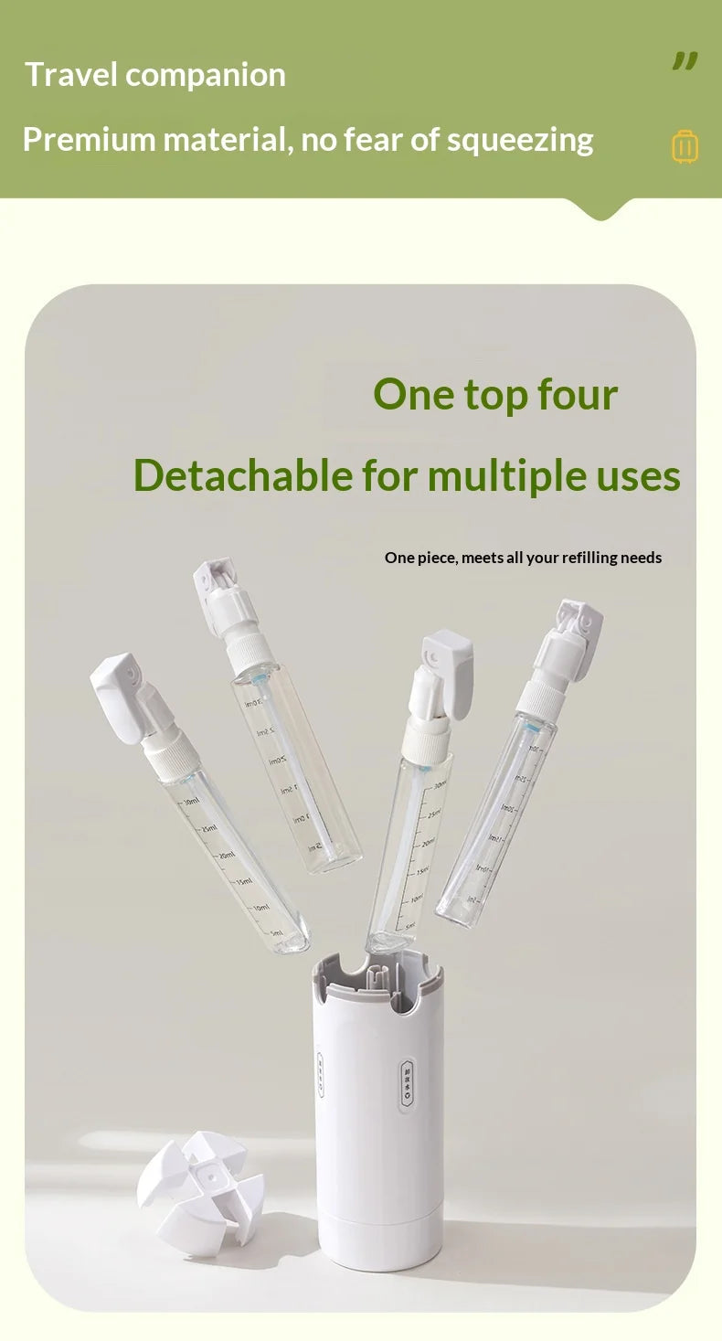 4-in-1 Travel Refillable Bottles, Portable Toiletries and Cosmetics Containers for Shampoo, Body Wash, Travel Storage Bottles