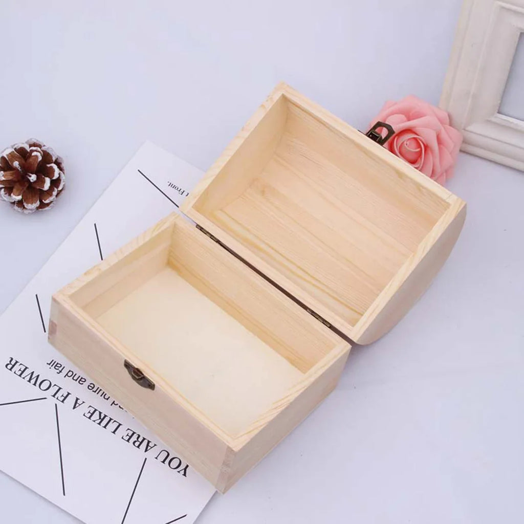 Decorate Wooden box Trinket Jewellery Keepsake Pine Plain Storage Wedding Wooden Arched Hinged Boxes Practical