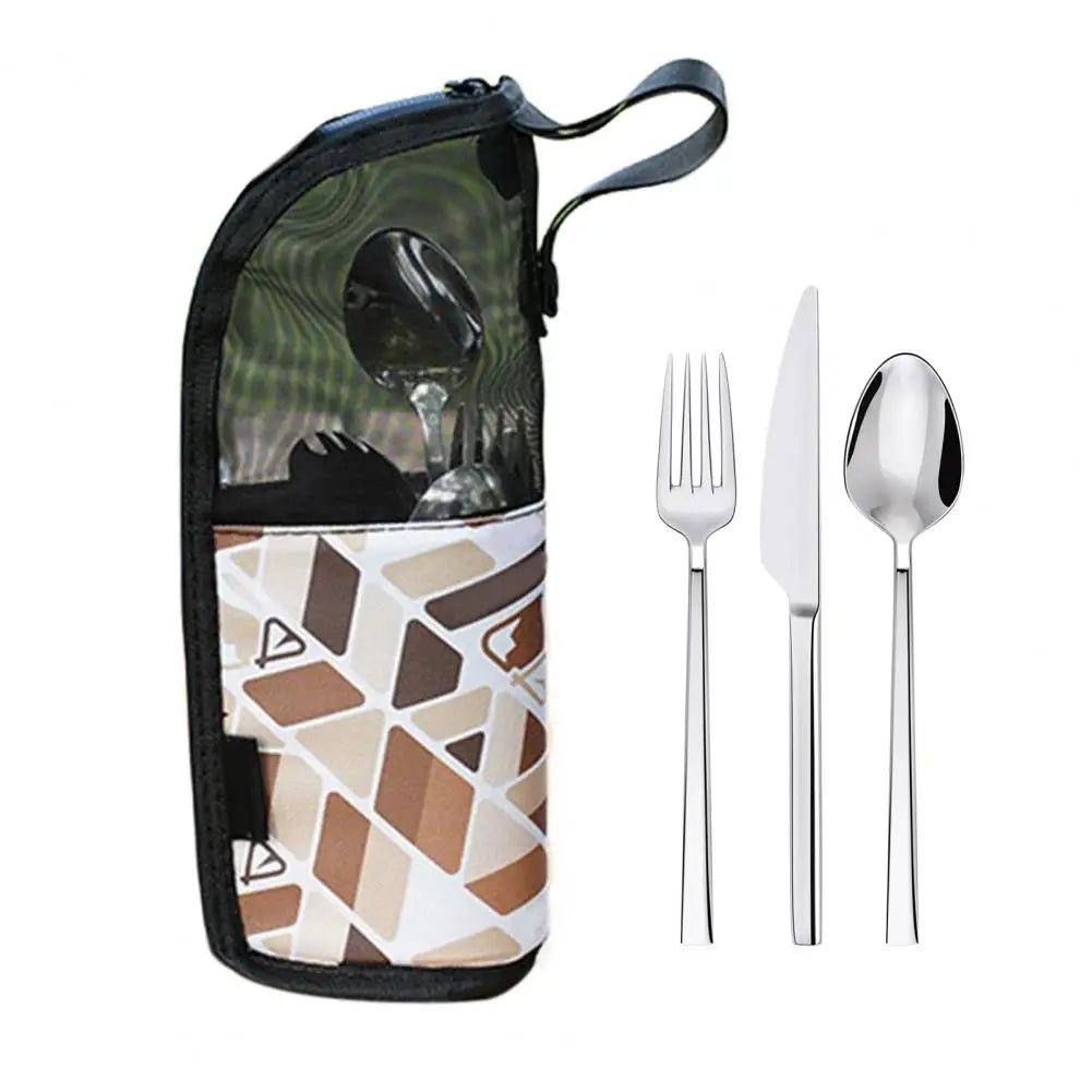 Toiletry Bag with Mesh Pocket Cutlery Organizer Bag Waterproof Outdoor Cutlery Storage Bag with Mesh Pocket for Travel Camping