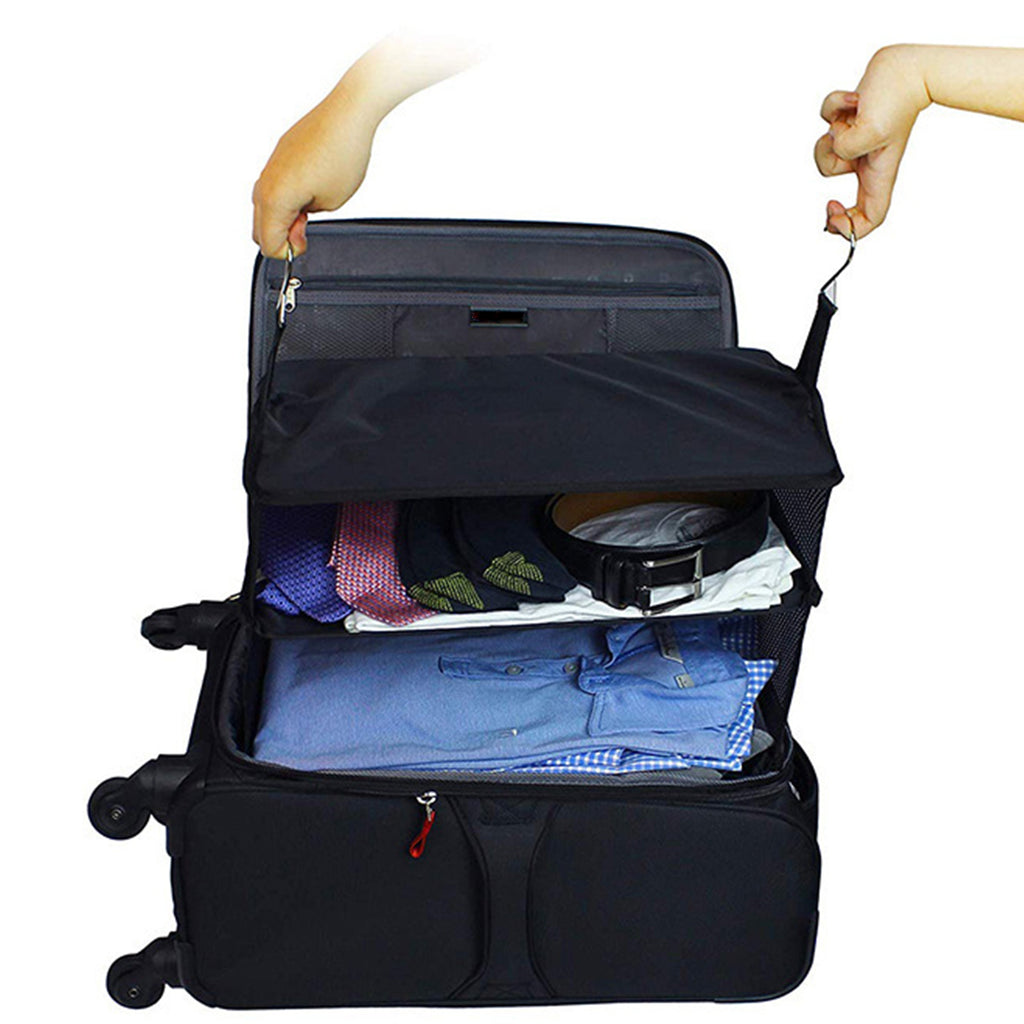 Travel Luggage Organizer Portable Travel Shelves Bag 3-Shelf Suitcase Packing Cube Collapsible Hanging Closet Storage Bag Space