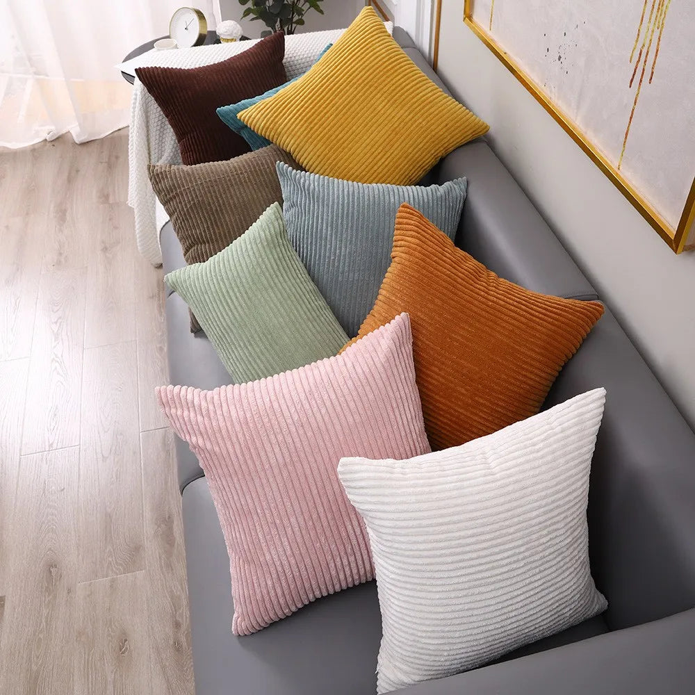 1 Pc Corduroy Decorative Throw Pillow Cover Soft Boho Striped Pillow Covers Modern Farmhouse Home Decor