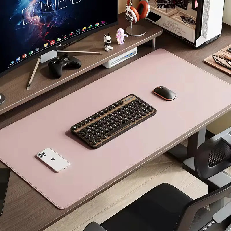 Leather Desk Pad Protector, Large Desktop Mat, Office Desk Mat, Non-Slip PU Leather with Stitched Edges Desk Blotter, Mouse Pads