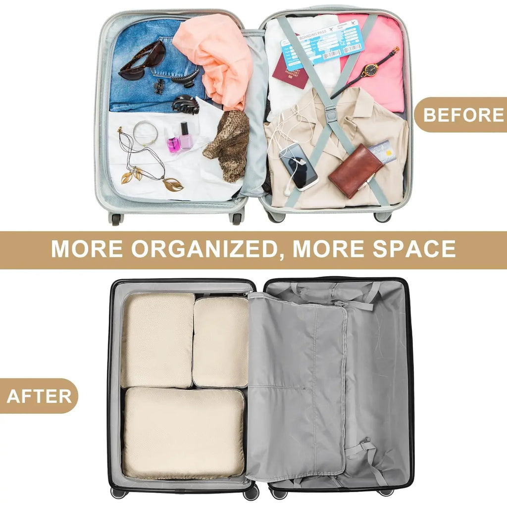 Travel Luggage Organizer Compression Packing Cubes for Carry on Luggage Large Capacity Suitcase Bags Set Waterproof Storage Bags