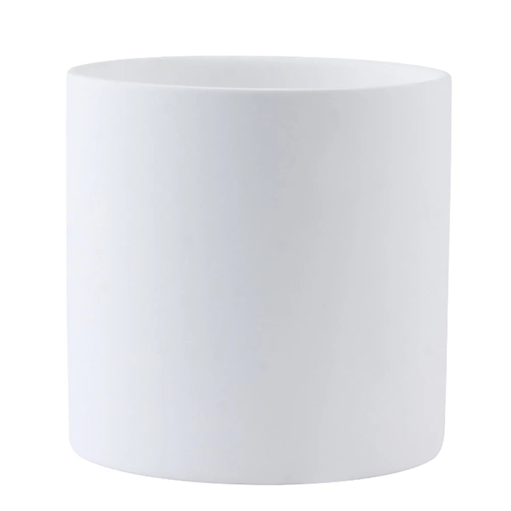 Nordic Ceramic Plant Pot with Tray Colorful Cylinder Succulent Pot Small Planter Flowerpot with Drain Hole Cactus Herb Container